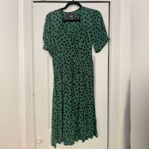 Maeve by Anthropologie Green floral knee-length A-line short sleeve dress